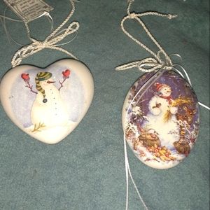 2 Hand Crafted Oil Warmer Holiday Ornaments
